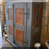F40. Handpainted armoire. 69”h x 63”w x 21”d 